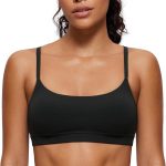 Womens  Adjustable Spaghetti Strap Sports Bra - Scoop Neck Wireless Padded Bra Yoga Workout Crop Top